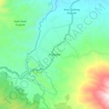 Mapa topográfico Arosuka, altitud, relieve