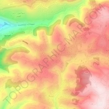 Mapa topográfico Baaqline, altitud, relieve