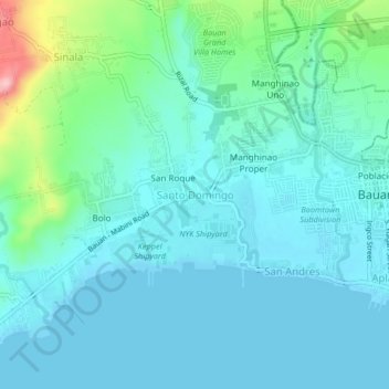 Mapa topográfico Santo Domingo, altitud, relieve