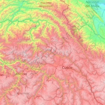 Mapa topográfico Urubamba, altitud, relieve
