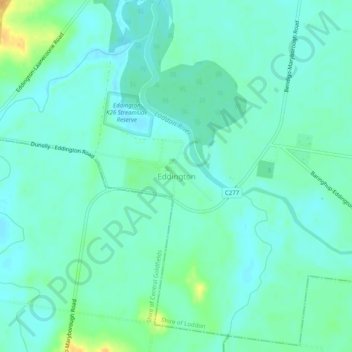 Mapa topográfico Eddington, altitud, relieve