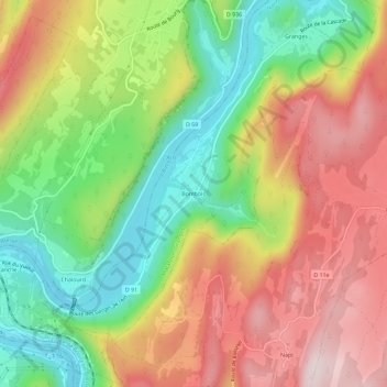 Mapa topográfico Bombois, altitud, relieve