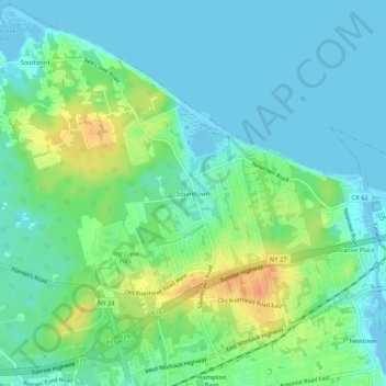 Mapa topográfico Squiretown, altitud, relieve