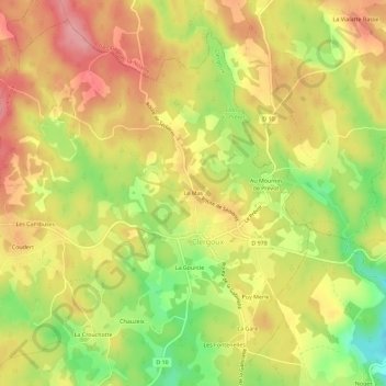 Mapa topográfico Le Mas, altitud, relieve