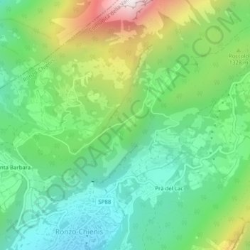 Mapa topográfico Piar, altitud, relieve