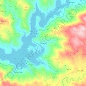 Mapa topográfico Codeçoso, altitud, relieve