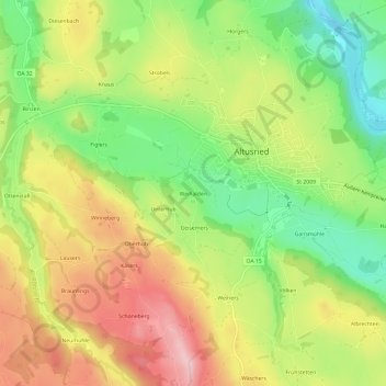 Mapa topográfico Weihalden, altitud, relieve