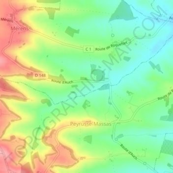 Mapa topográfico La Roquette, altitud, relieve