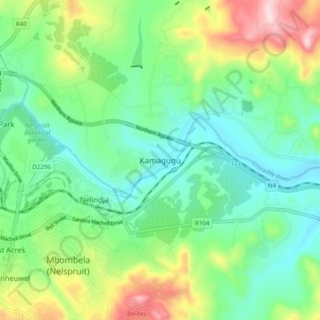 Mapa topográfico Kamagugu, altitud, relieve