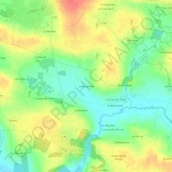 Mapa topográfico La Borgnerie, altitud, relieve