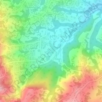 Mapa topográfico Téfam, altitud, relieve