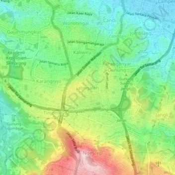 Mapa topográfico Jatingaleh, altitud, relieve