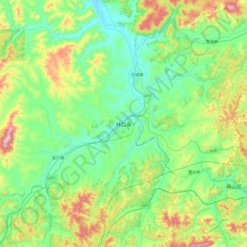 Mapa topográfico Linkou, altitud, relieve