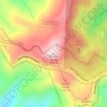 Mapa topográfico Mount Hardy, altitud, relieve