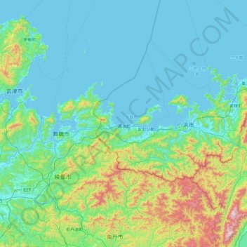 Mapa topográfico 稲島, altitud, relieve