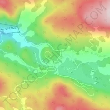 Mapa topográfico Pinantan Lake, altitud, relieve