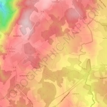 Mapa topográfico Cheyrac, altitud, relieve