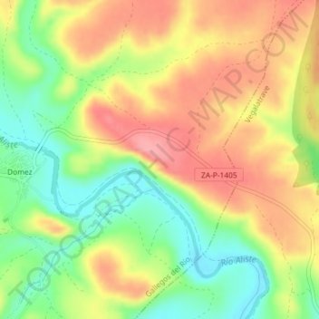Mapa topográfico Guimares, altitud, relieve