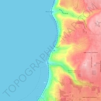 Mapa topográfico Norma Beach, altitud, relieve