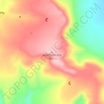 Mapa topográfico WINTERBURN, altitud, relieve