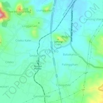 Mapa topográfico P L E R E D, altitud, relieve