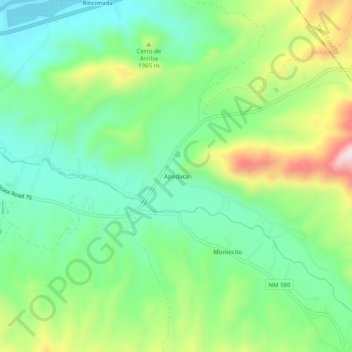 Mapa topográfico Apodaca, altitud, relieve