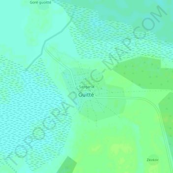 Mapa topográfico Sangaria, altitud, relieve