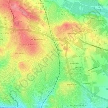 Mapa topográfico Garissou, altitud, relieve