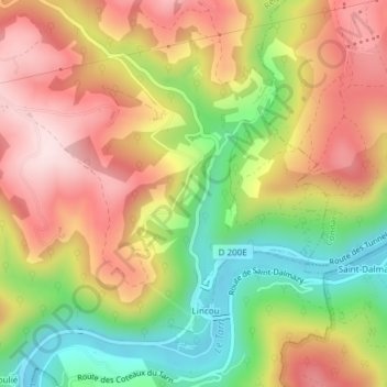 Mapa topográfico Lasbros, altitud, relieve