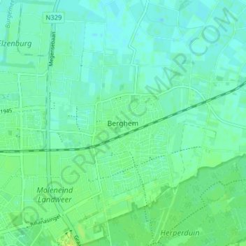 Mapa topográfico Berghem, altitud, relieve