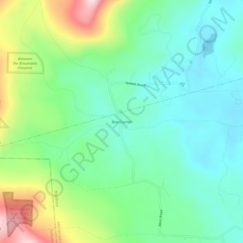 Mapa topográfico Box Corner, altitud, relieve