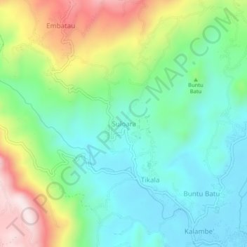 Mapa topográfico Suloara, altitud, relieve