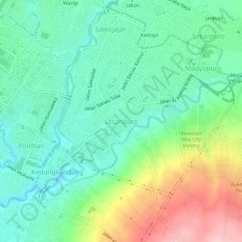 Mapa topográfico Lesanpuro, altitud, relieve