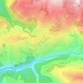 Mapa topográfico Baabdat, altitud, relieve