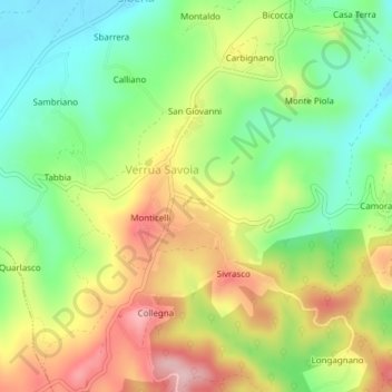 Mapa topográfico Ronzo, altitud, relieve