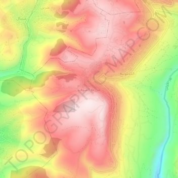 Mapa topográfico Mazraat Al Shouf, altitud, relieve