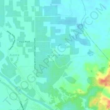 Mapa topográfico Santa Isabel, altitud, relieve