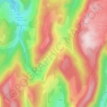 Mapa topográfico Nivollet, altitud, relieve