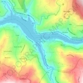 Mapa topográfico Porto Antigo, altitud, relieve