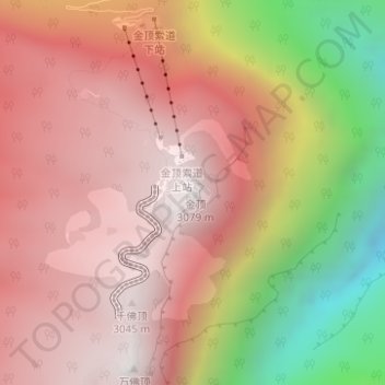 Mapa topográfico Mount Emei, altitud, relieve