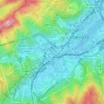 Mapa topográfico Tai Wai Village, altitud, relieve