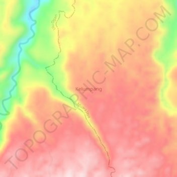 Mapa topográfico Kelumpang, altitud, relieve