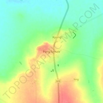 Mapa topográfico Pong Tamale, altitud, relieve