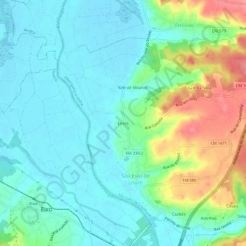 Mapa topográfico Loure, altitud, relieve