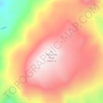 Mapa topográfico Redondo Peak, altitud, relieve