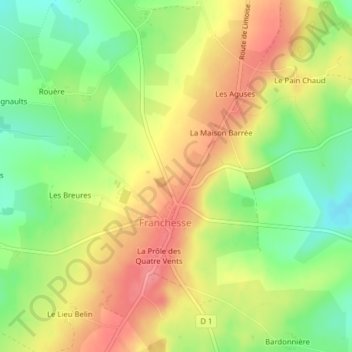 Mapa topográfico Domaine Neuf, altitud, relieve