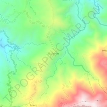 Mapa topográfico Ba-ayan, altitud, relieve