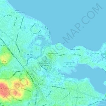 Mapa topográfico Merrymount, altitud, relieve