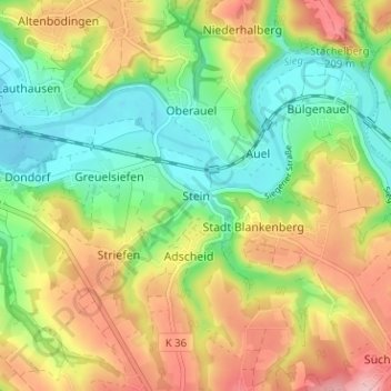 Mapa topográfico Stein, altitud, relieve