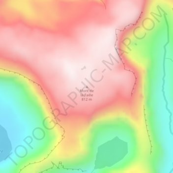 Mapa topográfico Mont de la Faille, altitud, relieve